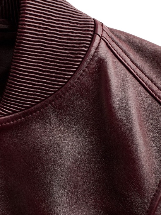 H&M STUDIO COLLECTION 2026 NWT Burgundy
Leather Bomber Jacket in Sz M - Picture 4 of 16